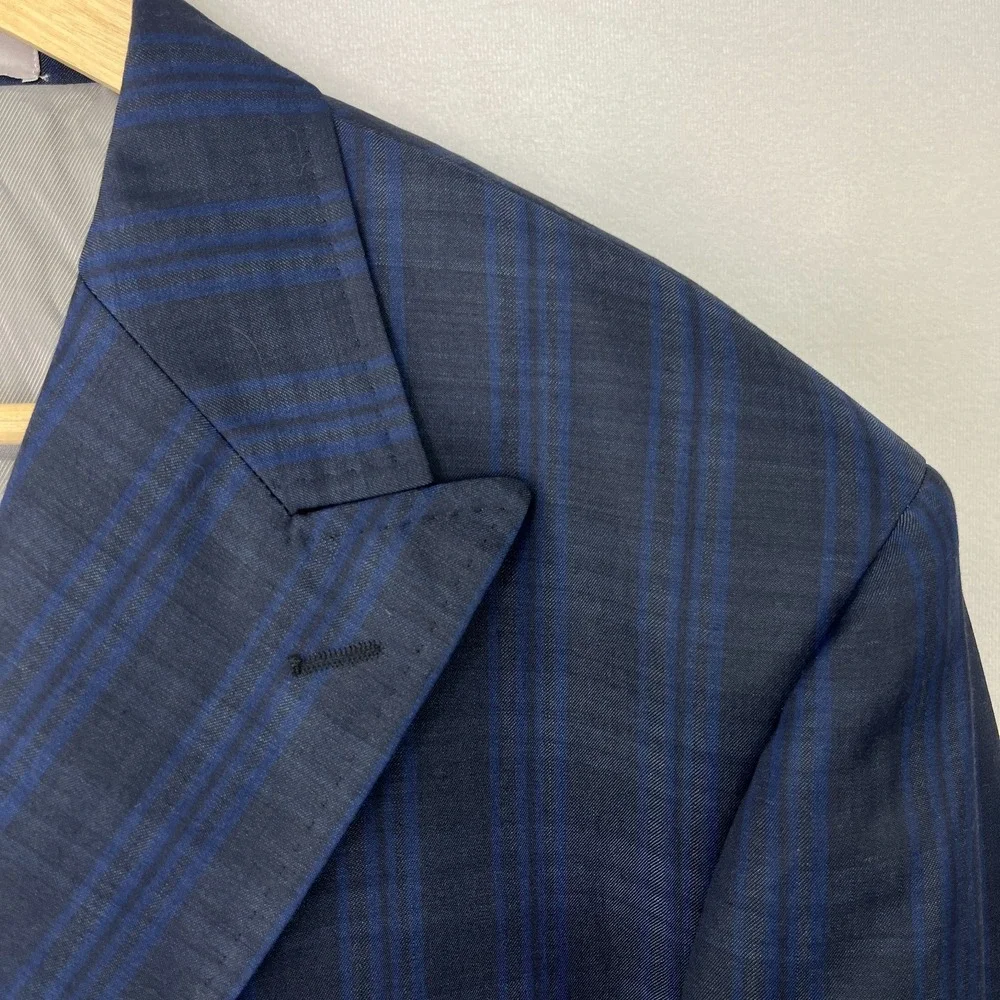 Tiglio Rosso Lanificio Di Biella NWD 50R Blue Double Breasted Suit Jacket